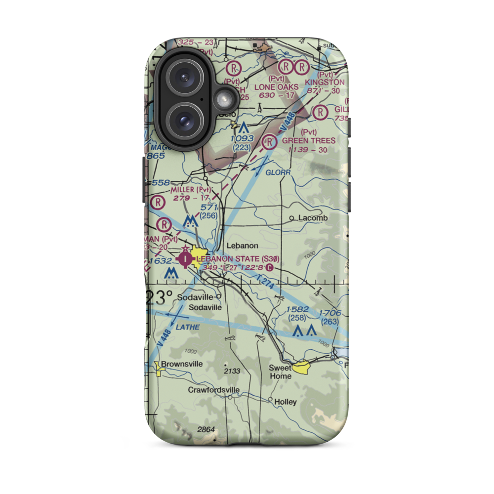 Mt Hope Airport (OG10) VFR Sectional  Tough iPhone Case iPhone 16 Plus model shown
