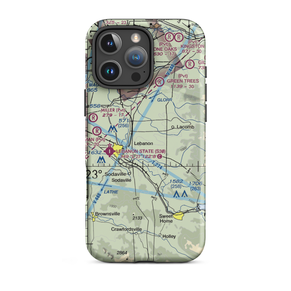 Mt Hope Airport (OG10) VFR Sectional  Tough iPhone Case iPhone 16 Pro Max model shown