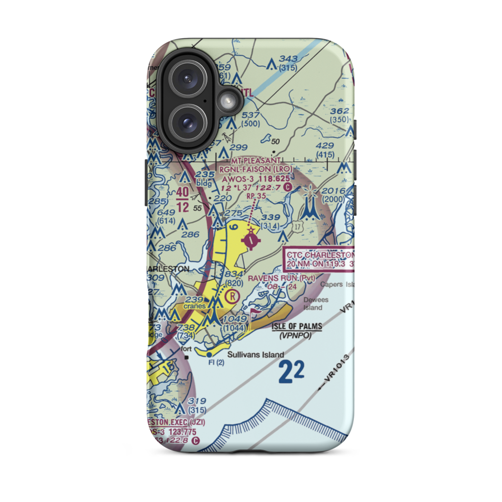 Mt Pleasant Regional-Faison field (LRO) VFR Sectional  Tough iPhone Case iPhone 16 Plus model shown