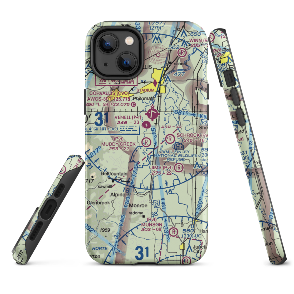 Muddy Creek Airport (55OR) VFR Sectional  Tough iPhone Case iPhone 14 Plus model shown