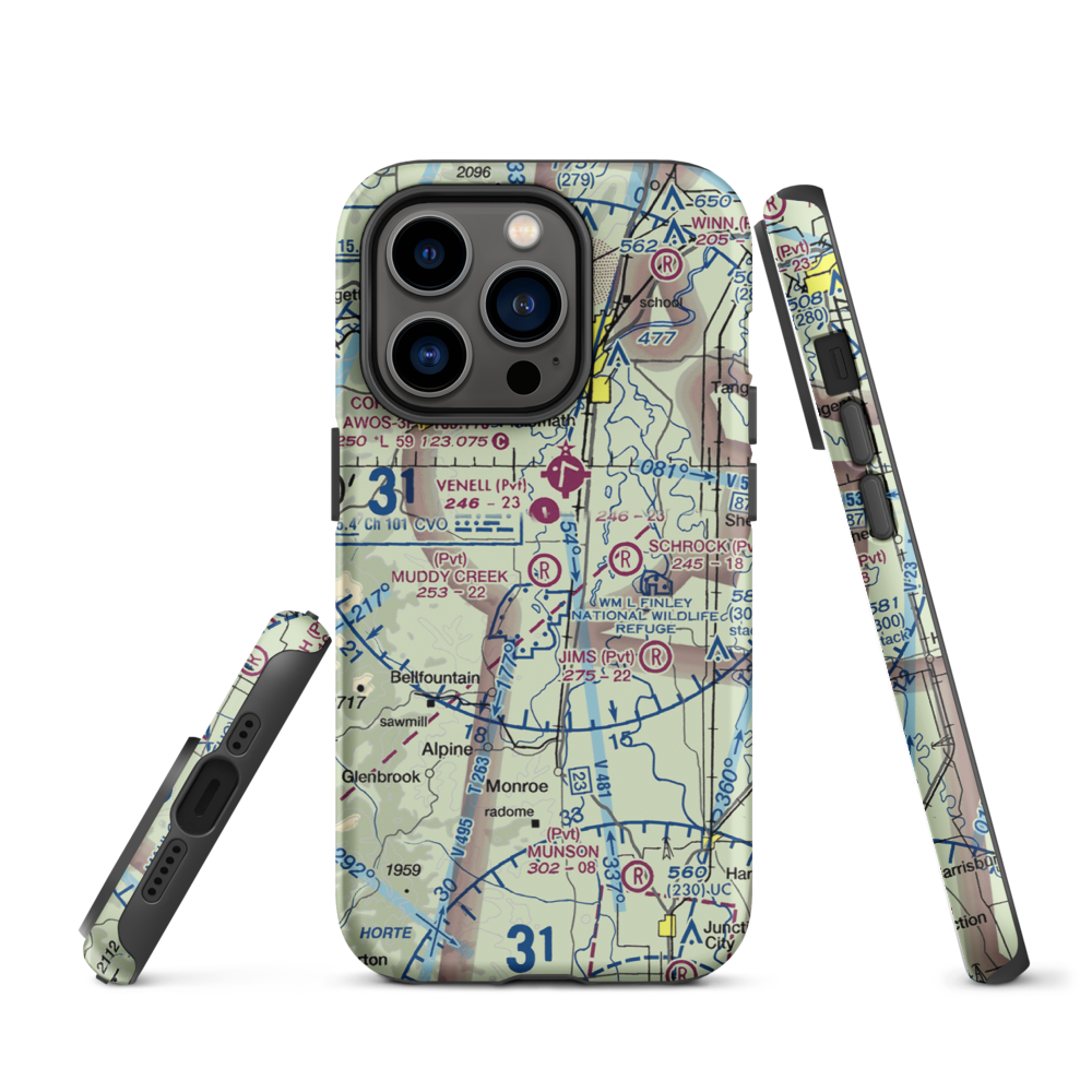 Muddy Creek Airport (55OR) VFR Sectional  Tough iPhone Case iPhone 14 Pro model shown