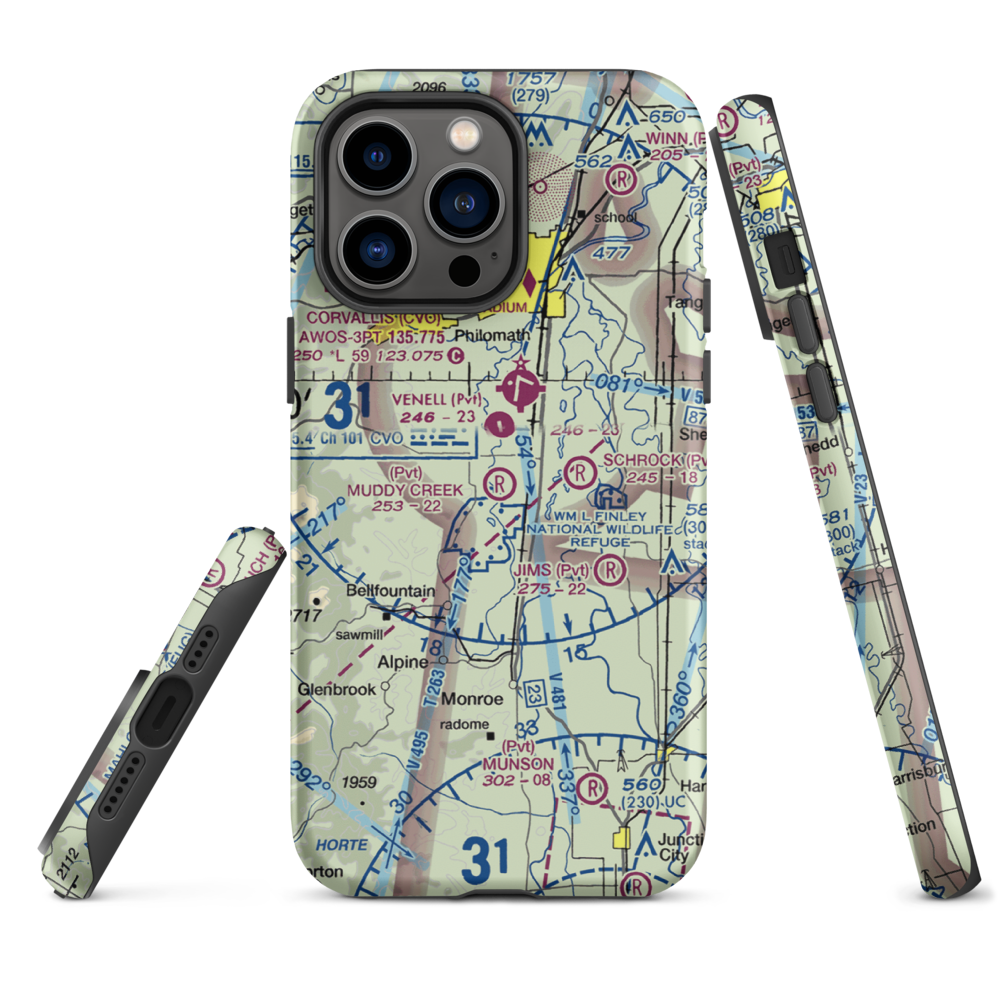 Muddy Creek Airport (55OR) VFR Sectional  Tough iPhone Case iPhone 14 Pro Max model shown
