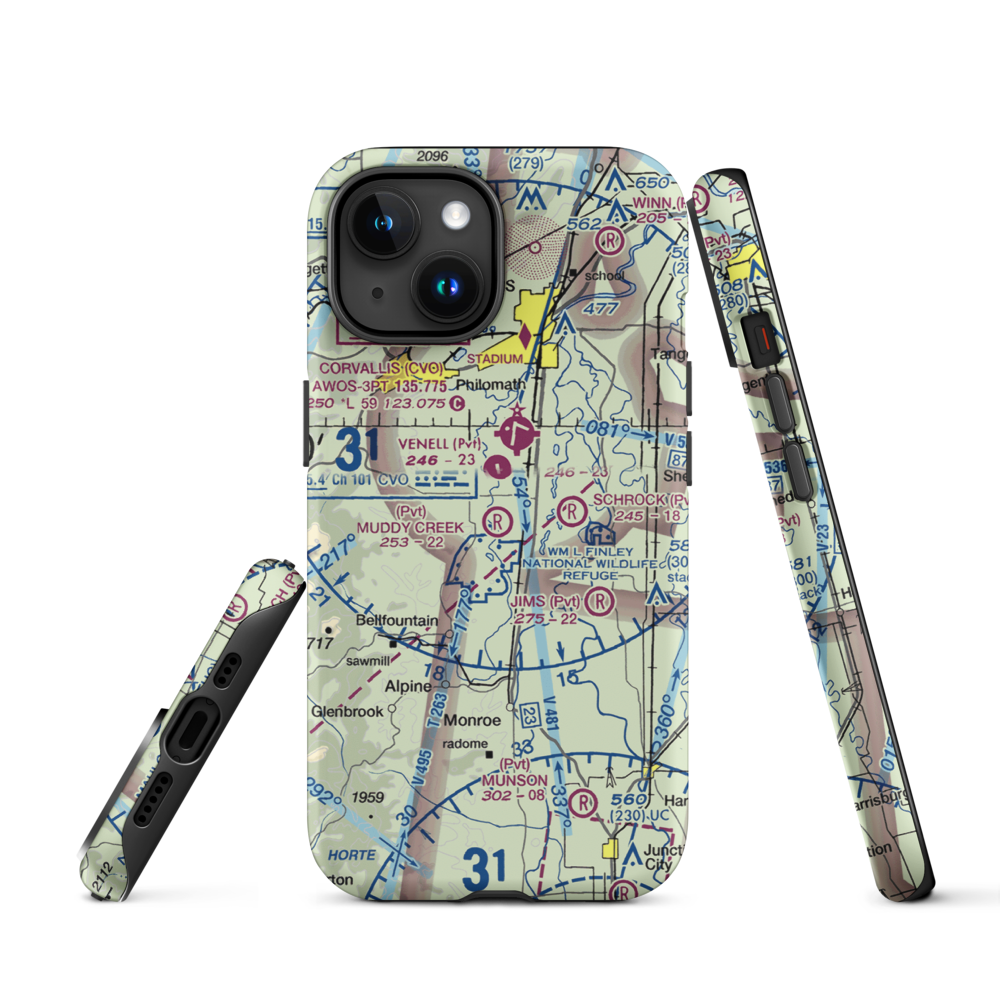 Muddy Creek Airport (55OR) VFR Sectional  Tough iPhone Case iPhone 15 model shown
