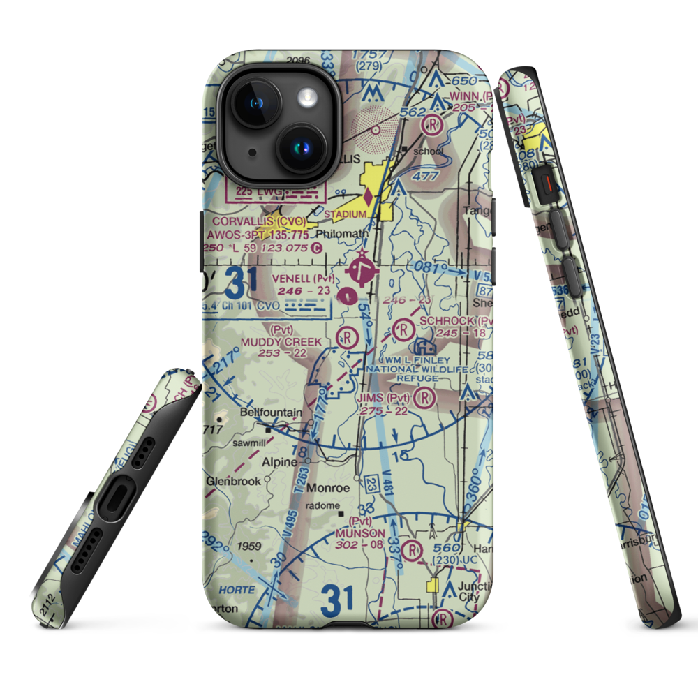 Muddy Creek Airport (55OR) VFR Sectional  Tough iPhone Case iPhone 15 Plus model shown