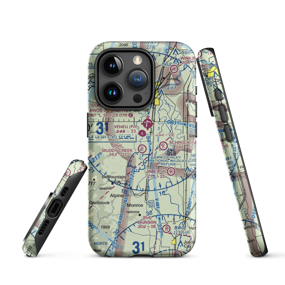 Muddy Creek Airport (55OR) VFR Sectional  Tough iPhone Case iPhone 15 Pro model shown