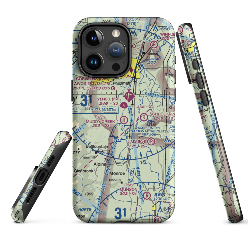 Muddy Creek Airport (55OR) VFR Sectional  Tough iPhone Case iPhone 15 Pro Max model shown
