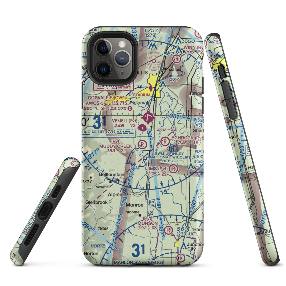Muddy Creek Airport (55OR) VFR Sectional  Tough iPhone Case iPhone 11 Pro Max model shown