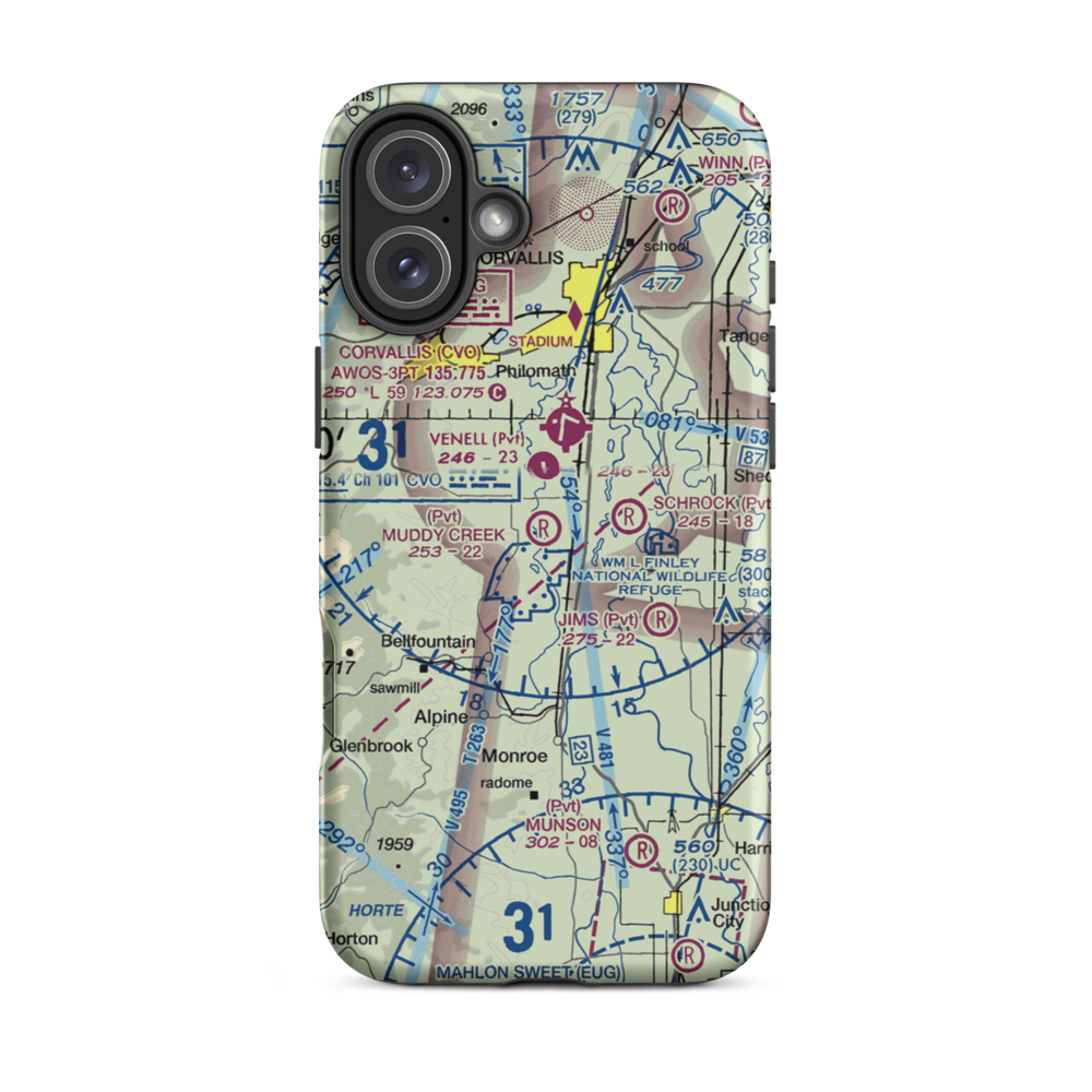 Muddy Creek Airport (55OR) VFR Sectional  Tough iPhone Case iPhone 16 Plus model shown