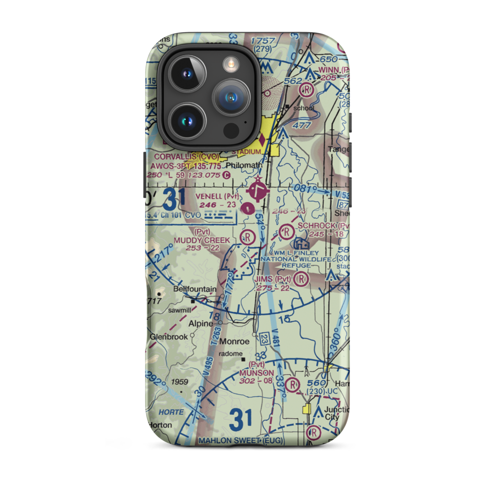 Muddy Creek Airport (55OR) VFR Sectional  Tough iPhone Case iPhone 16 Pro Max model shown