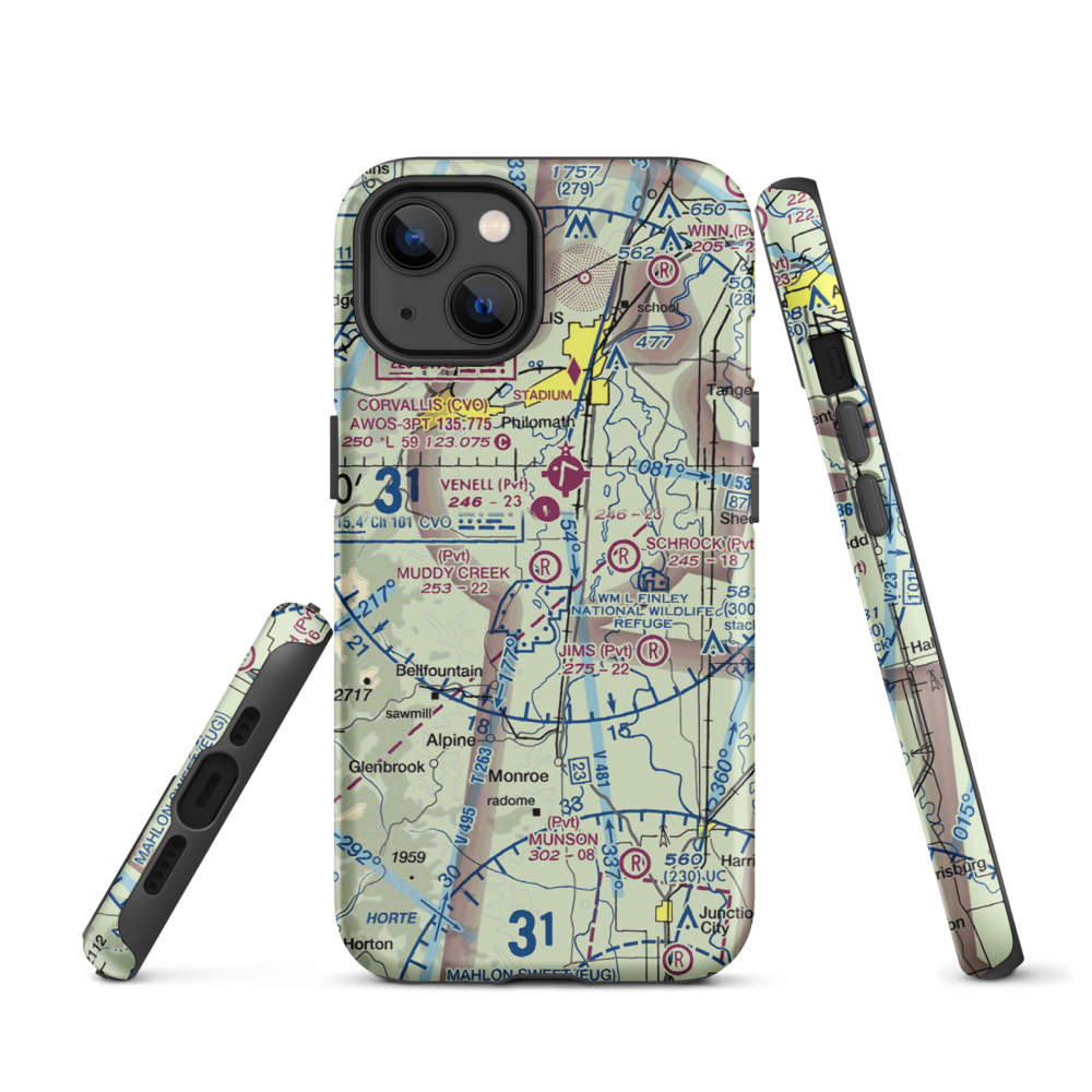 Muddy Creek Airport (55OR) VFR Sectional  Tough iPhone Case iPhone 13 model shown