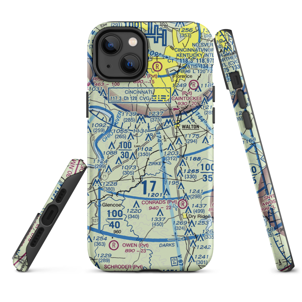 Mueller Farm Airport (4KY7) VFR Sectional  Tough iPhone Case iPhone 14 Plus model shown