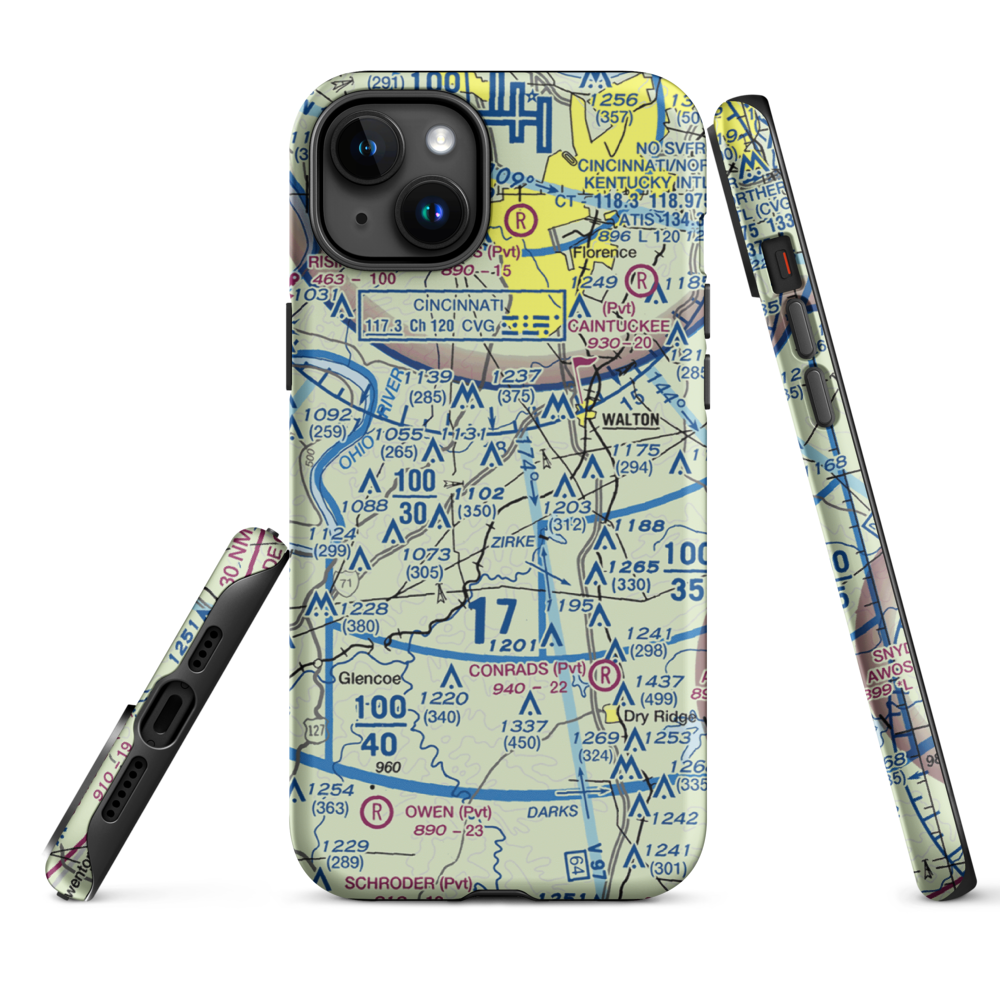 Mueller Farm Airport (4KY7) VFR Sectional  Tough iPhone Case iPhone 15 Plus model shown