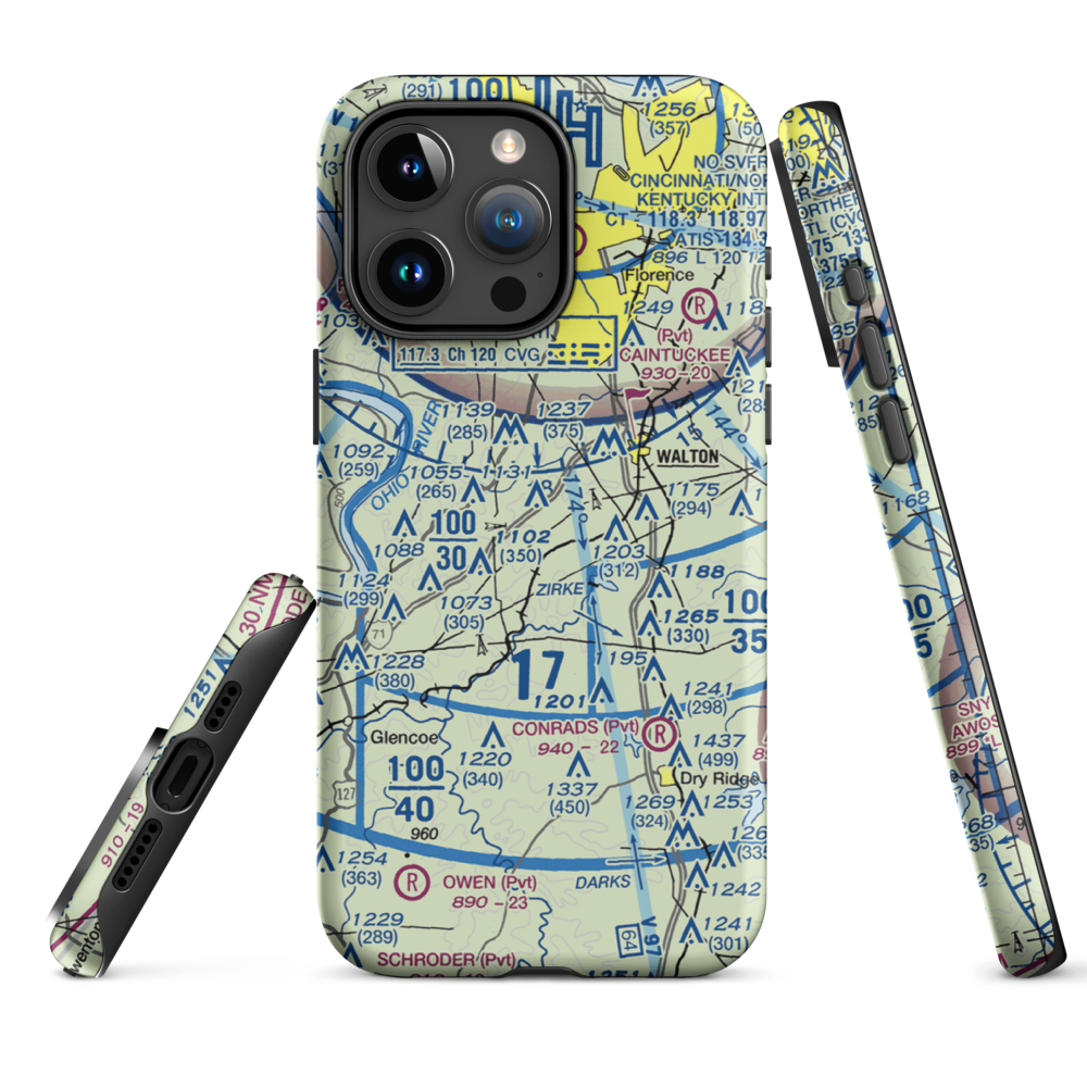 Mueller Farm Airport (4KY7) VFR Sectional  Tough iPhone Case iPhone 15 Pro Max model shown