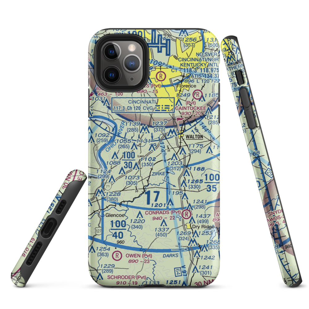 Mueller Farm Airport (4KY7) VFR Sectional  Tough iPhone Case iPhone 11 Pro Max model shown