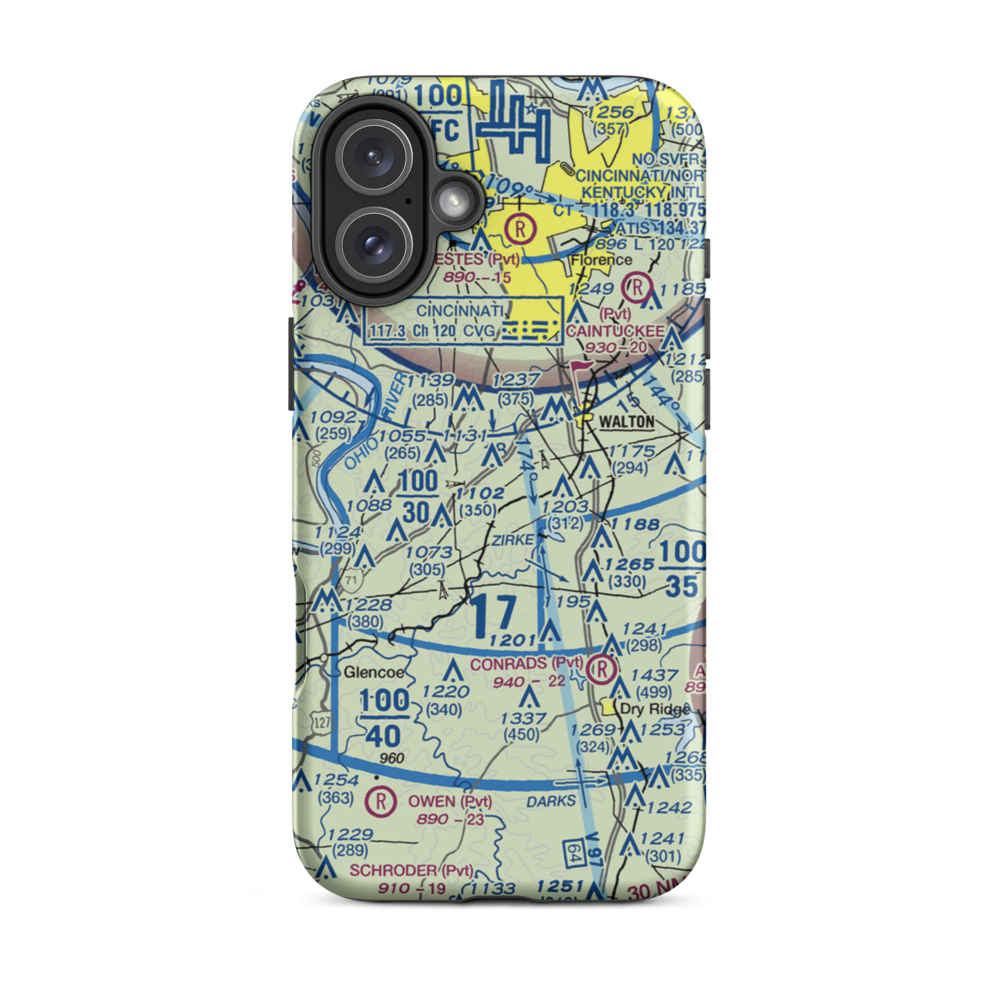 Mueller Farm Airport (4KY7) VFR Sectional  Tough iPhone Case iPhone 16 Plus model shown