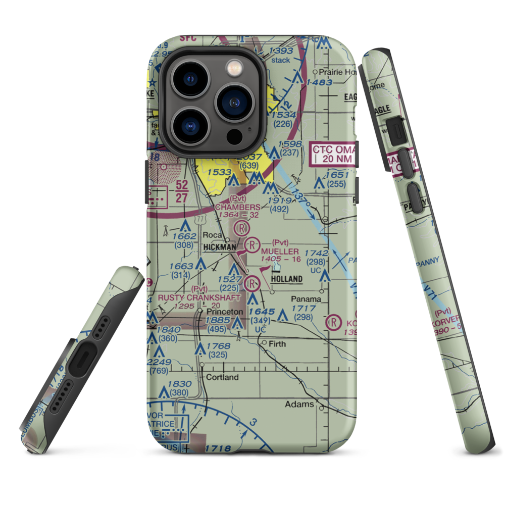 Mueller Field (NE79) VFR Sectional  Tough iPhone Case iPhone 14 Pro Max model shown