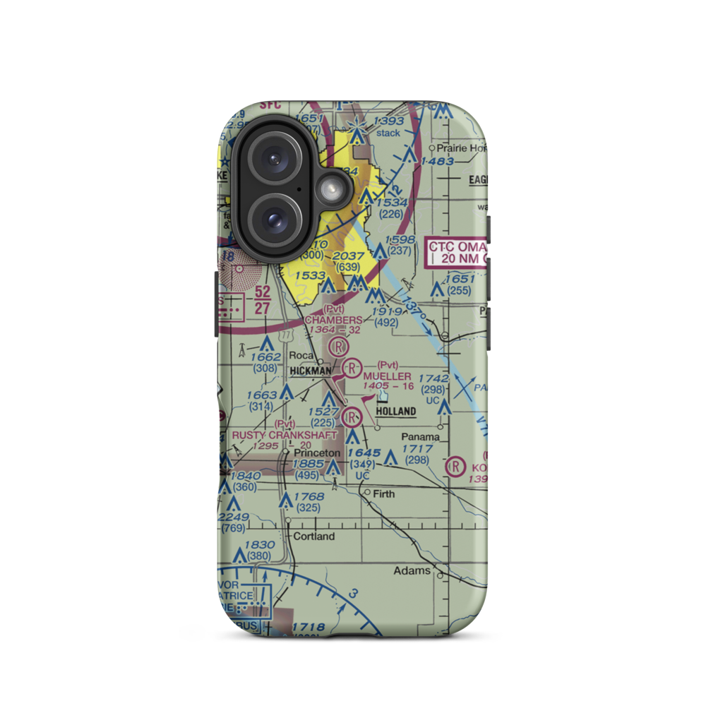 Mueller Field (NE79) VFR Sectional  Tough iPhone Case iPhone 16 model shown