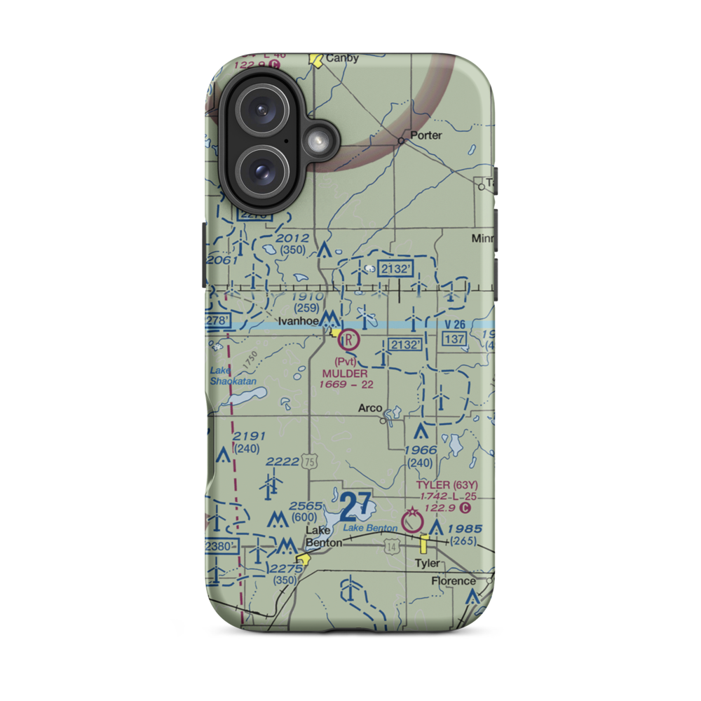 Mulder Field Inc Airport (4MN4) VFR Sectional  Tough iPhone Case iPhone 16 Plus model shown