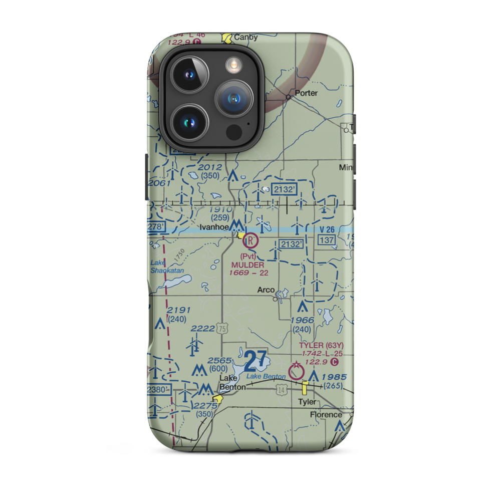 Mulder Field Inc Airport (4MN4) VFR Sectional  Tough iPhone Case iPhone 16 Pro Max model shown