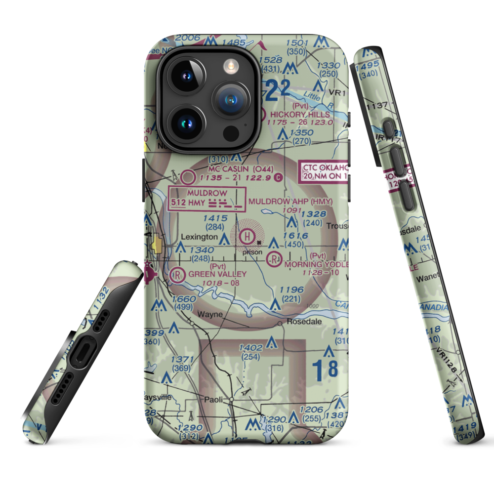 Muldrow Army Heliport (HMY) VFR Sectional  Tough iPhone Case iPhone 15 Pro Max model shown