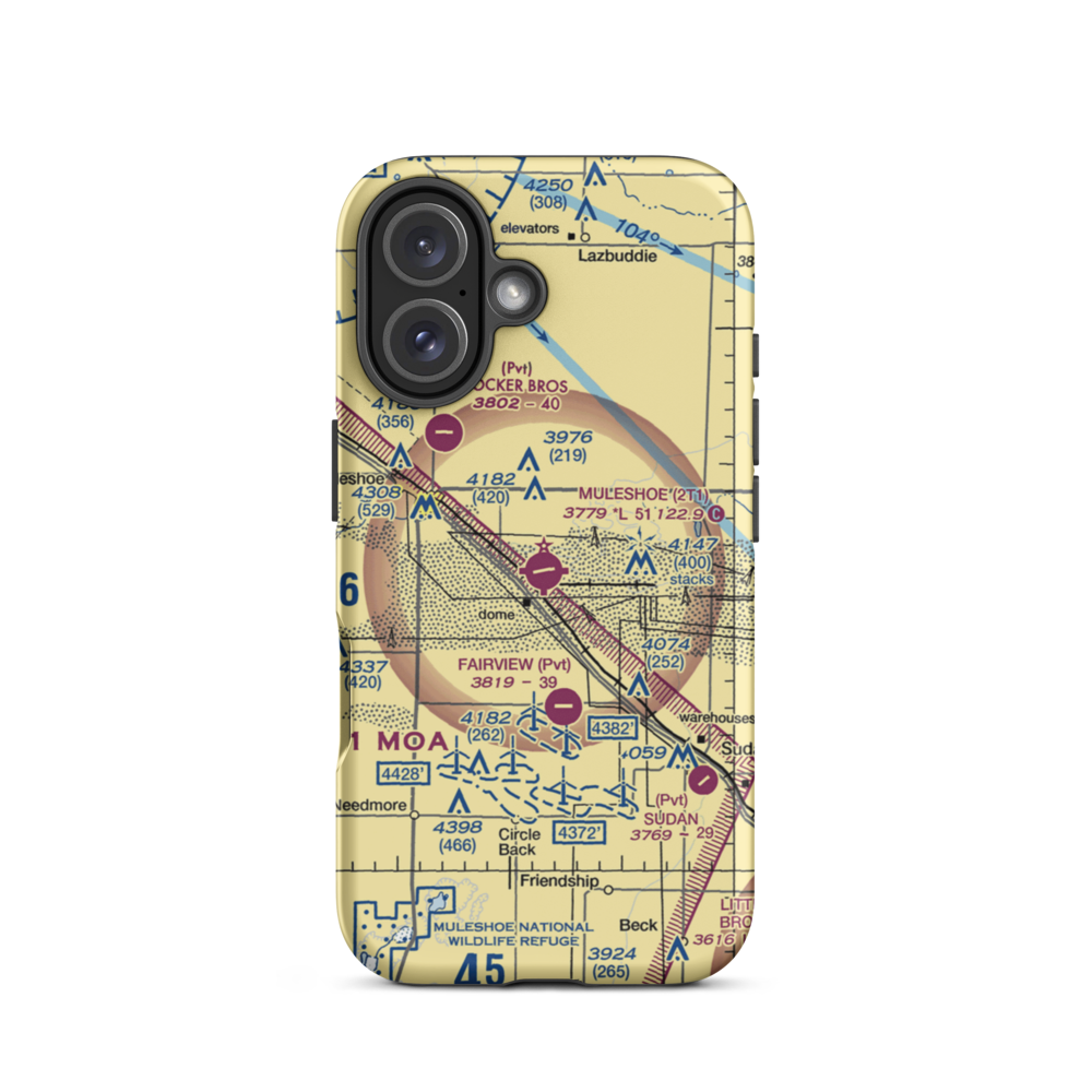 Muleshoe Municipal Airport (2T1) VFR Sectional  Tough iPhone Case iPhone 16 model shown
