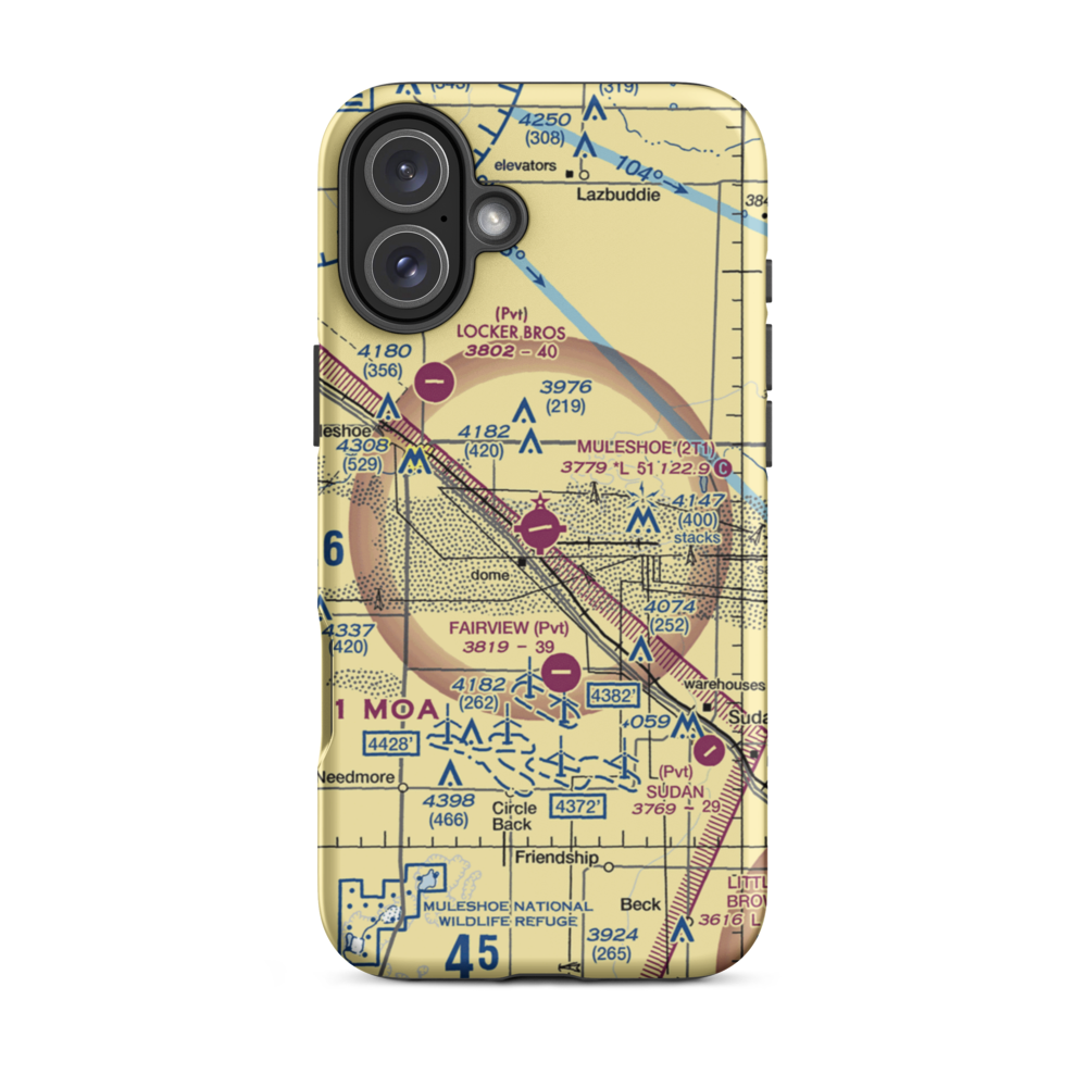 Muleshoe Municipal Airport (2T1) VFR Sectional  Tough iPhone Case iPhone 16 Plus model shown