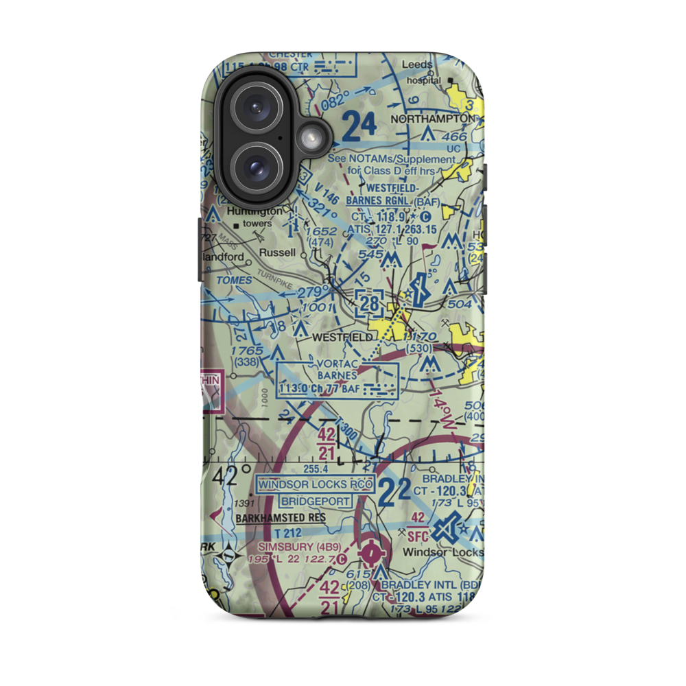 Mundale Airport (MA80) VFR Sectional  Tough iPhone Case iPhone 16 Plus model shown