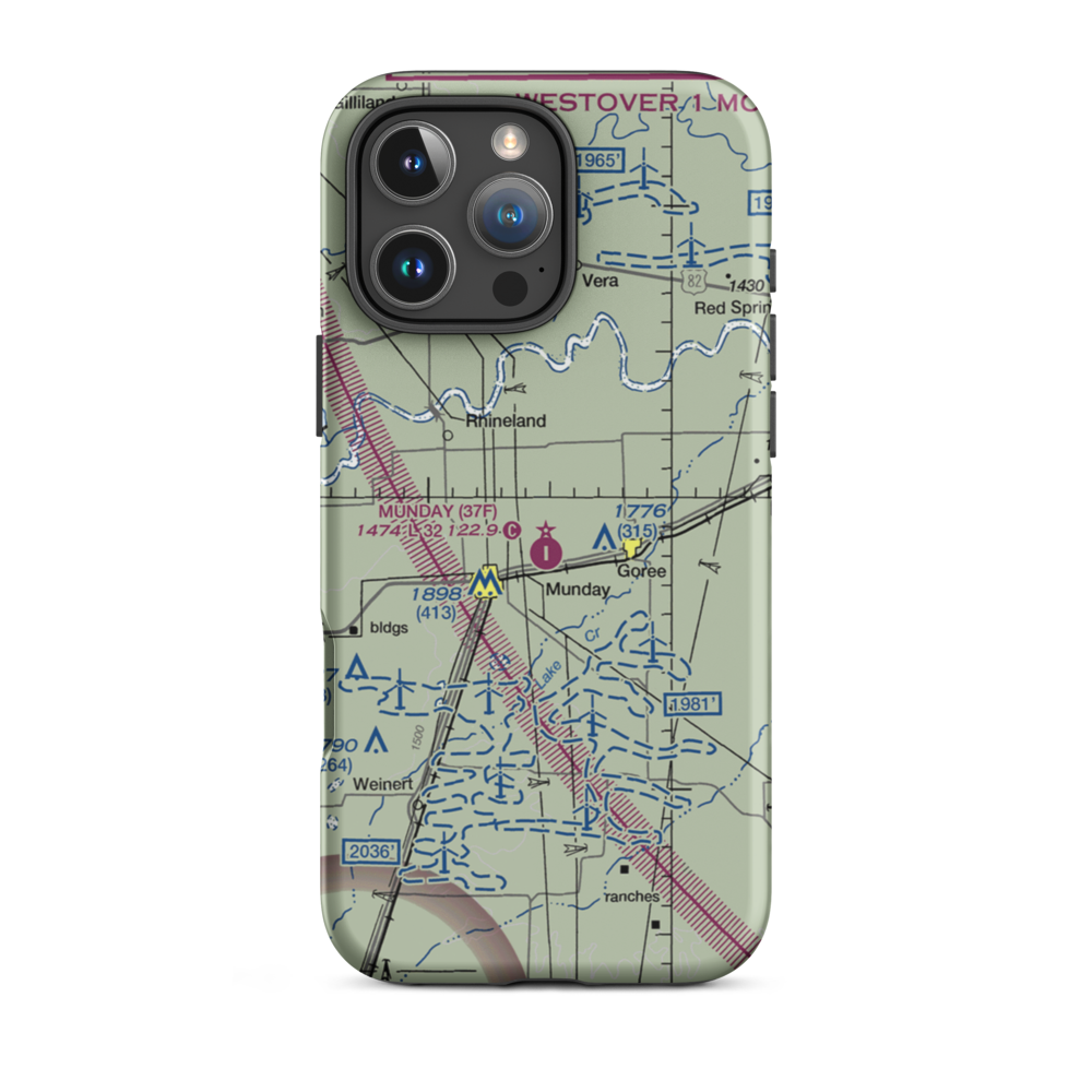 Munday Municipal Airport (37F) VFR Sectional  Tough iPhone Case iPhone 16 Pro Max model shown