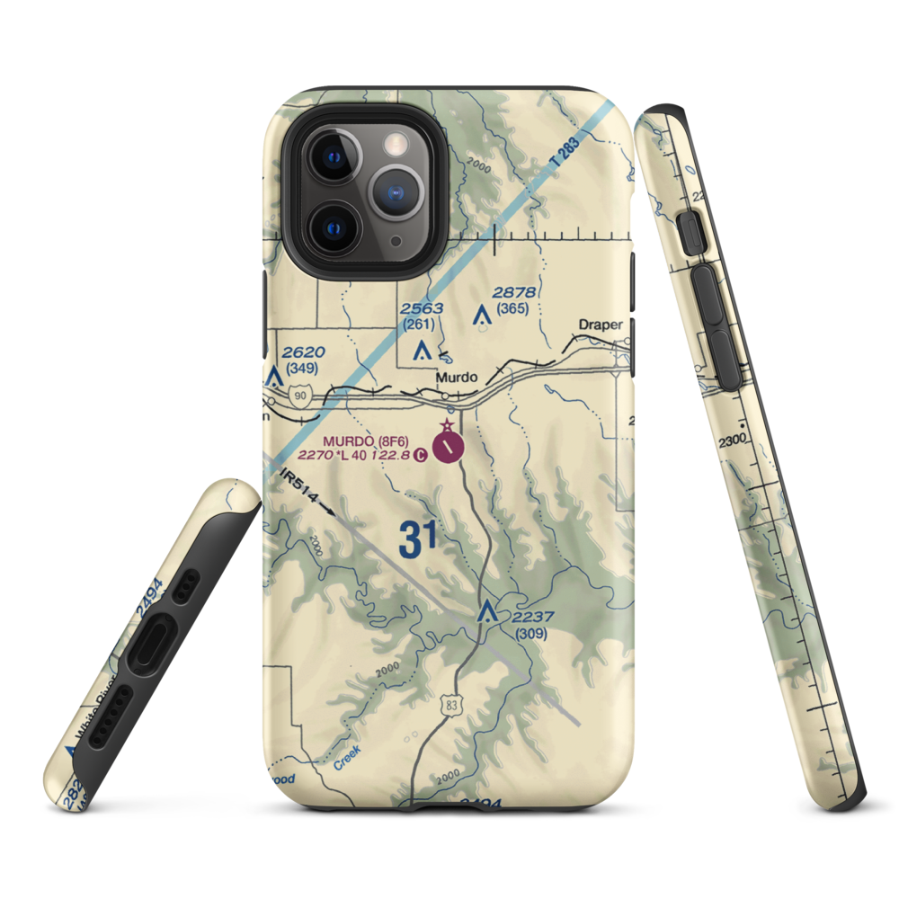 Murdo Municipal Airport (8F6) VFR Sectional  Tough iPhone Case iPhone 11 Pro model shown