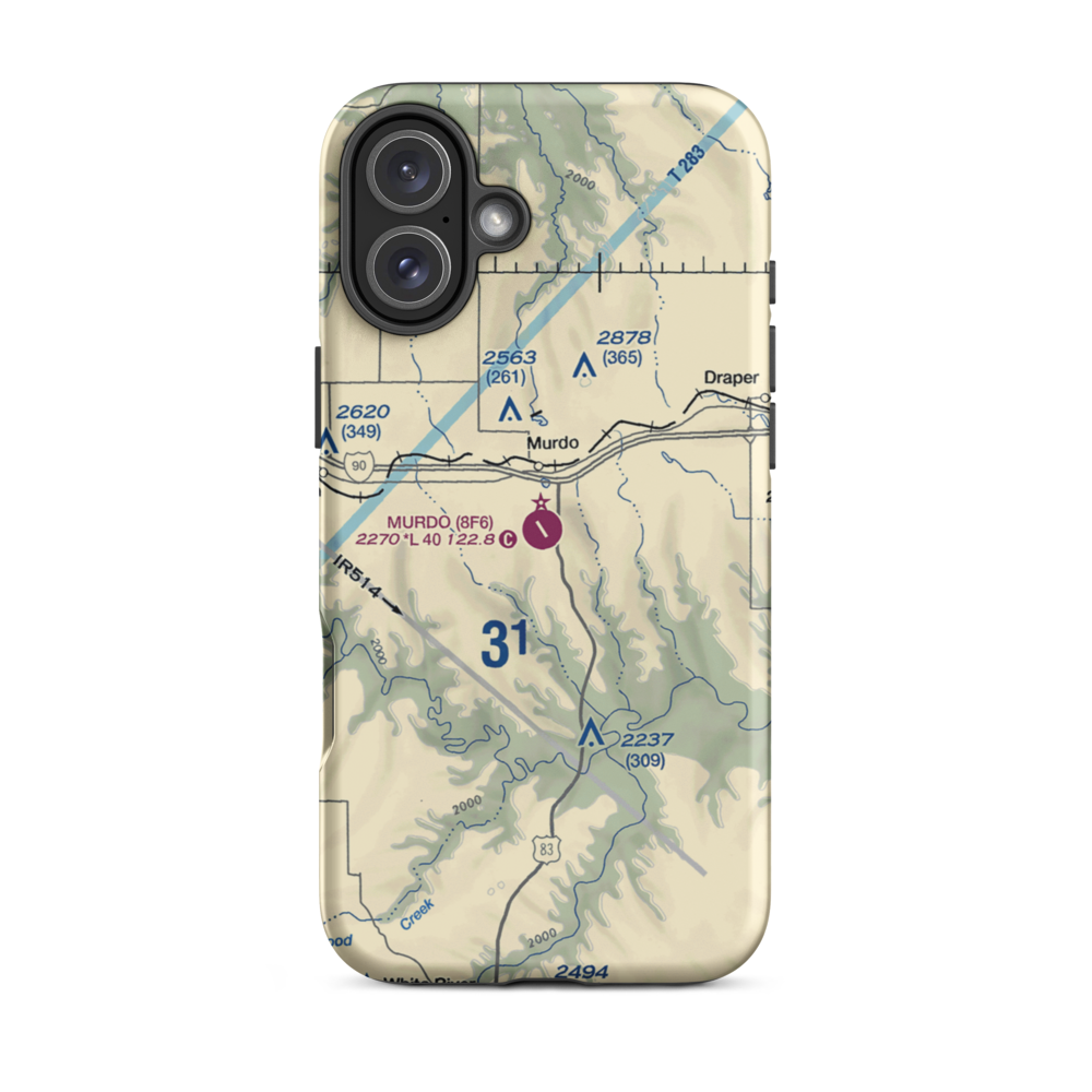 Murdo Municipal Airport (8F6) VFR Sectional  Tough iPhone Case iPhone 16 Plus model shown