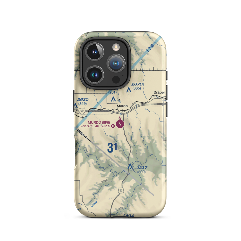 Murdo Municipal Airport (8F6) VFR Sectional  Tough iPhone Case iPhone 16 Pro model shown
