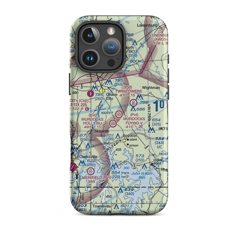 Murdocks Flying V Airport (3VG4) VFR Sectional  Tough iPhone Case iPhone 16 Pro Max model shown