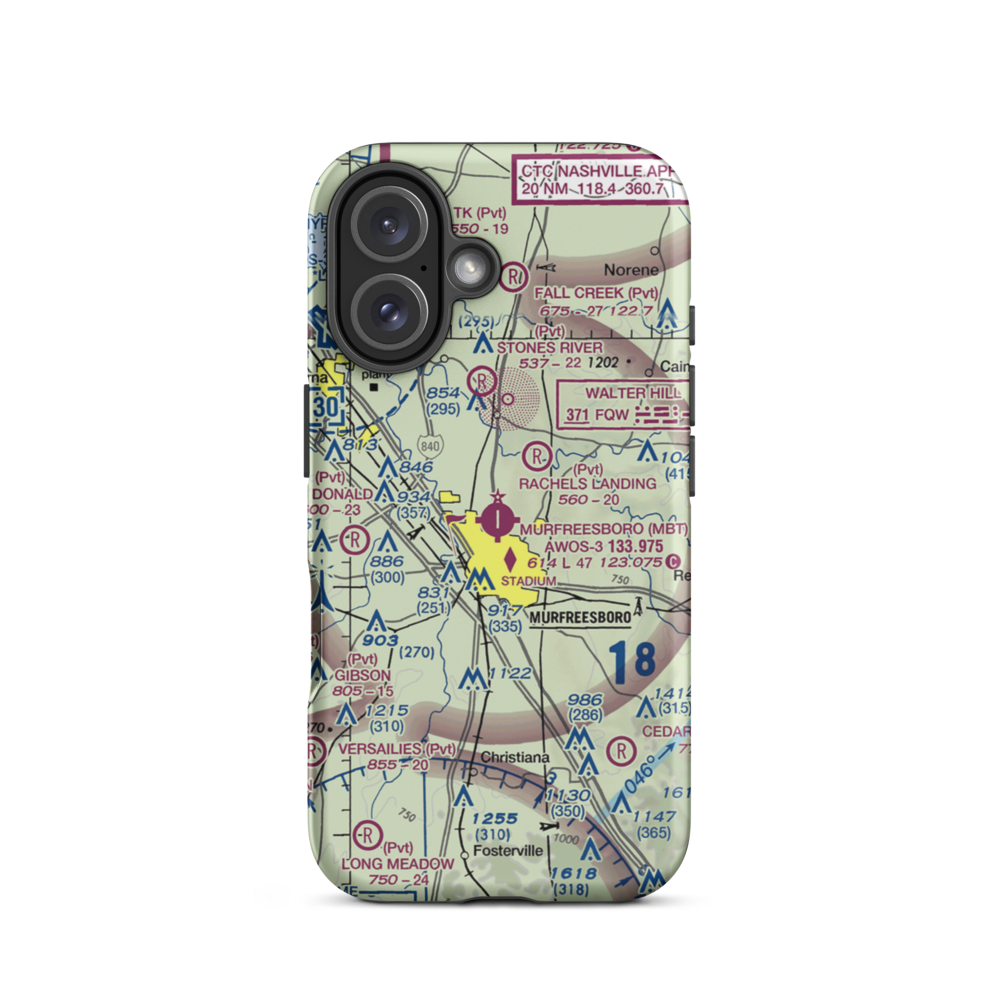 Murfreesboro Municipal Airport (MBT) VFR Sectional  Tough iPhone Case iPhone 16 model shown