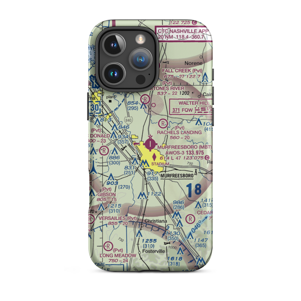 Murfreesboro Municipal Airport (MBT) VFR Sectional  Tough iPhone Case iPhone 16 Pro Max model shown
