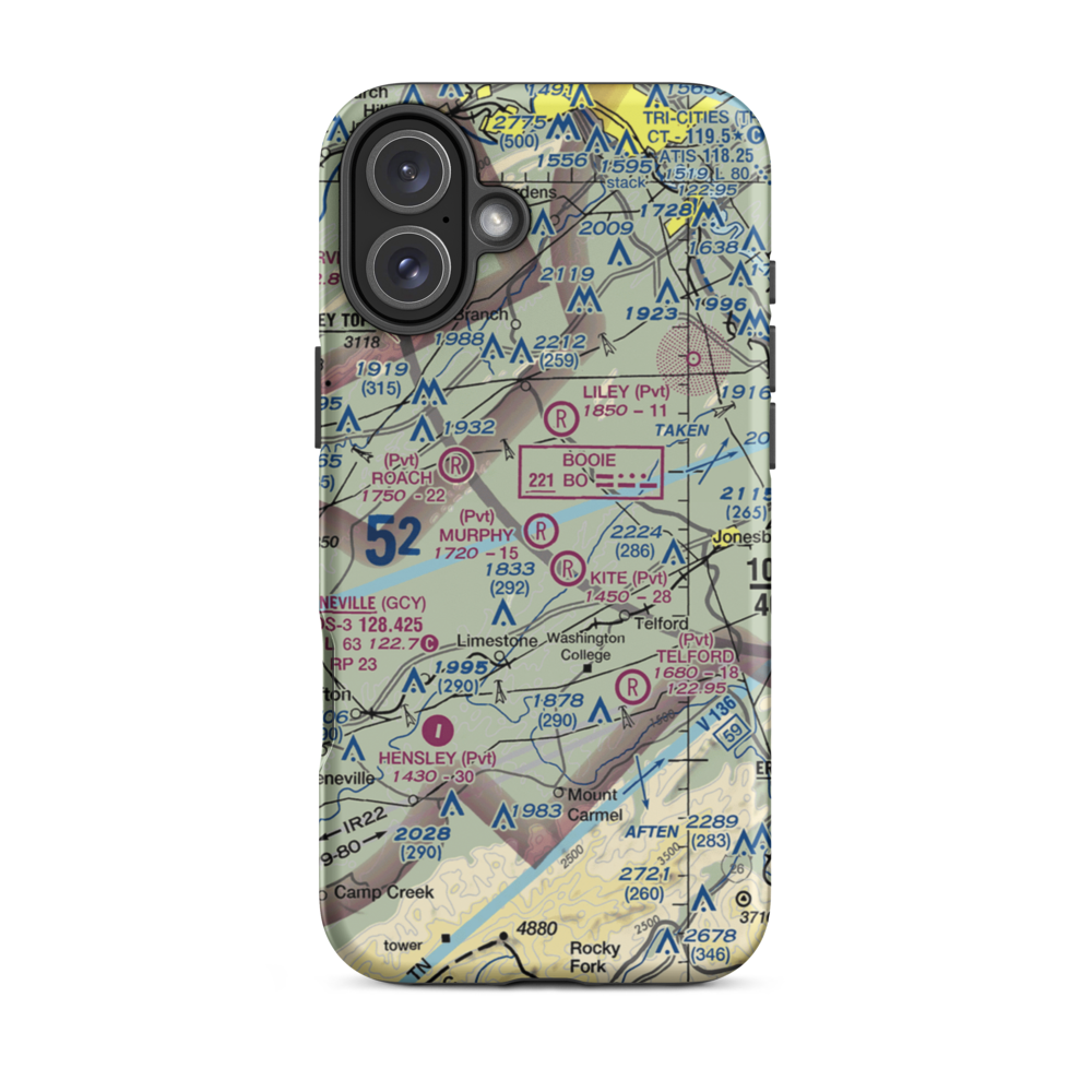 Murphy Field (17TN) VFR Sectional  Tough iPhone Case iPhone 16 Plus model shown