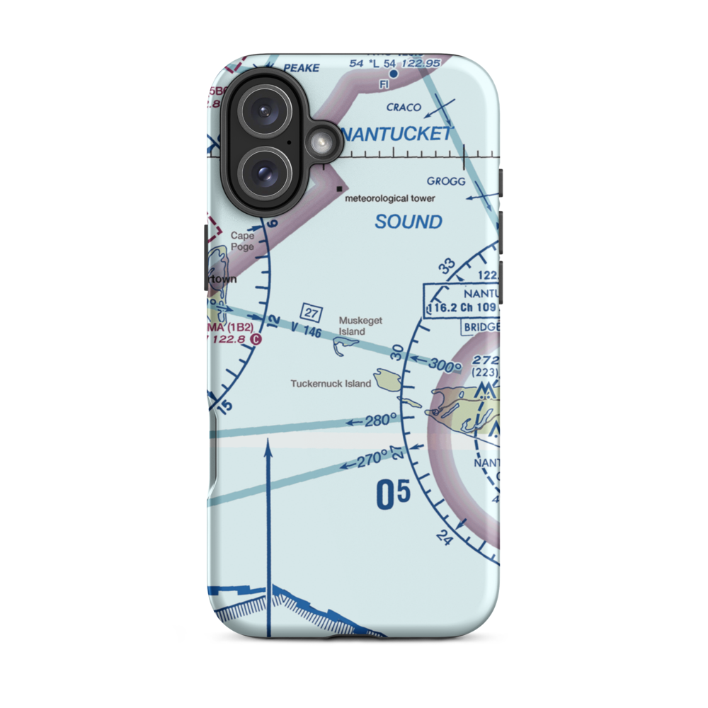 Muskeget Island Airport (MA55) VFR Sectional  Tough iPhone Case iPhone 16 Plus model shown