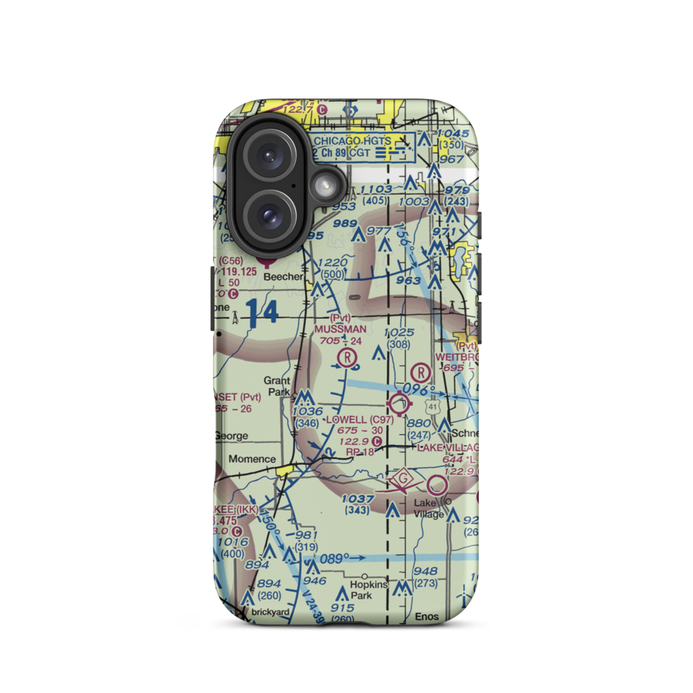 Mussman Airport (7IL0) VFR Sectional  Tough iPhone Case iPhone 16 model shown