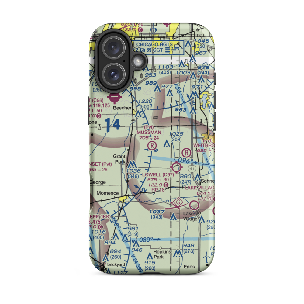 Mussman Airport (7IL0) VFR Sectional  Tough iPhone Case iPhone 16 Plus model shown
