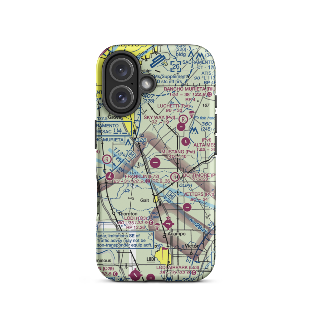 Mustang Airport (2CL9) VFR Sectional  Tough iPhone Case iPhone 16 model shown