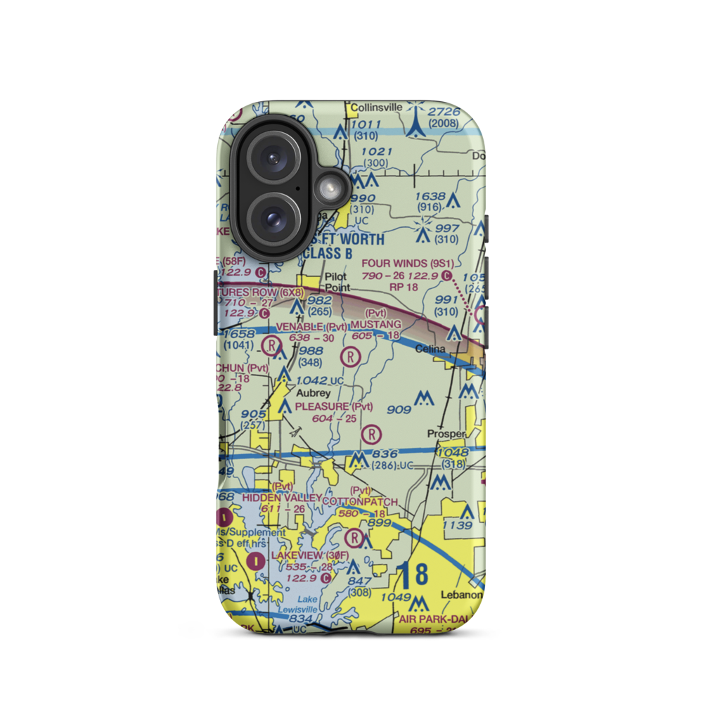 Mustang Community Airfield (XS60) VFR Sectional  Tough iPhone Case iPhone 16 model shown