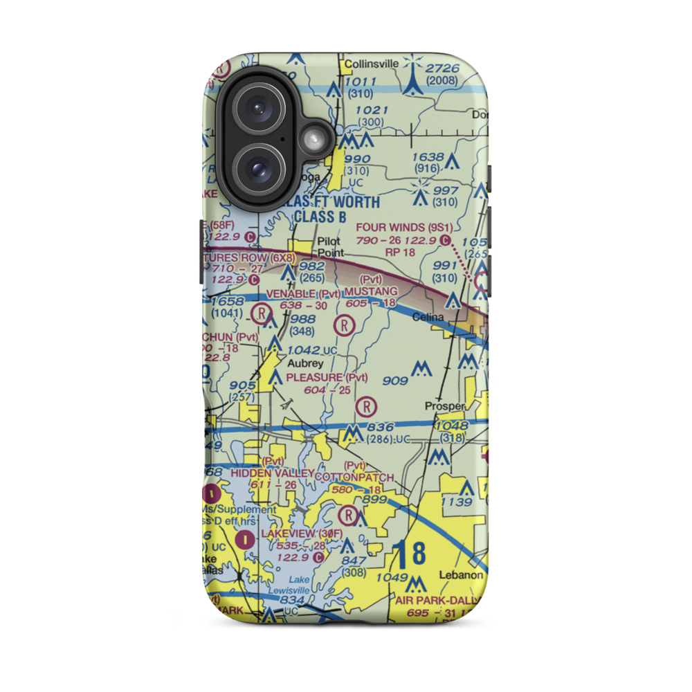 Mustang Community Airfield (XS60) VFR Sectional  Tough iPhone Case iPhone 16 Plus model shown