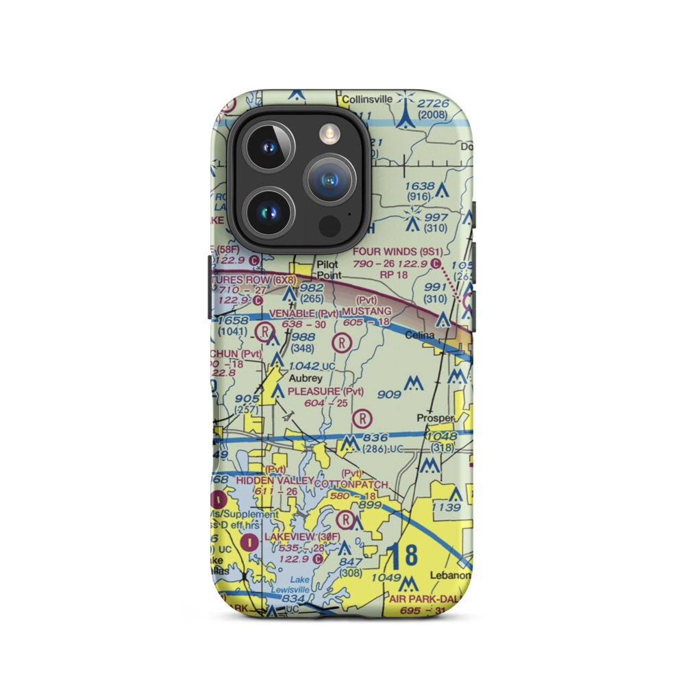 Mustang Community Airfield (XS60) VFR Sectional  Tough iPhone Case iPhone 16 Pro model shown