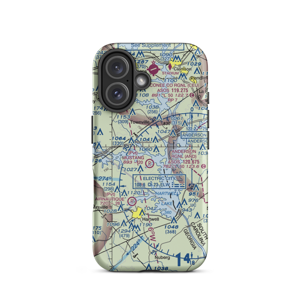 Mustang Field (0GA1) VFR Sectional  Tough iPhone Case iPhone 16 model shown