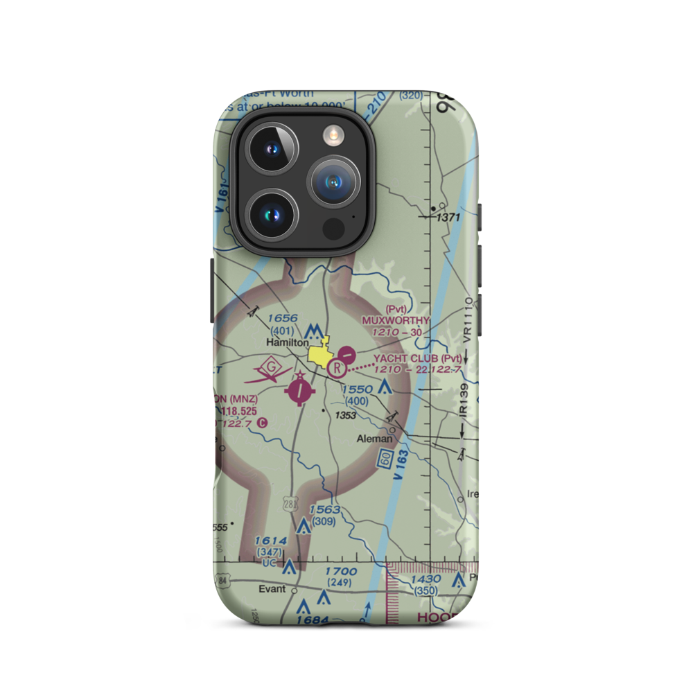 Muxworthy Airport (1TX6) VFR Sectional  Tough iPhone Case iPhone 16 Pro model shown
