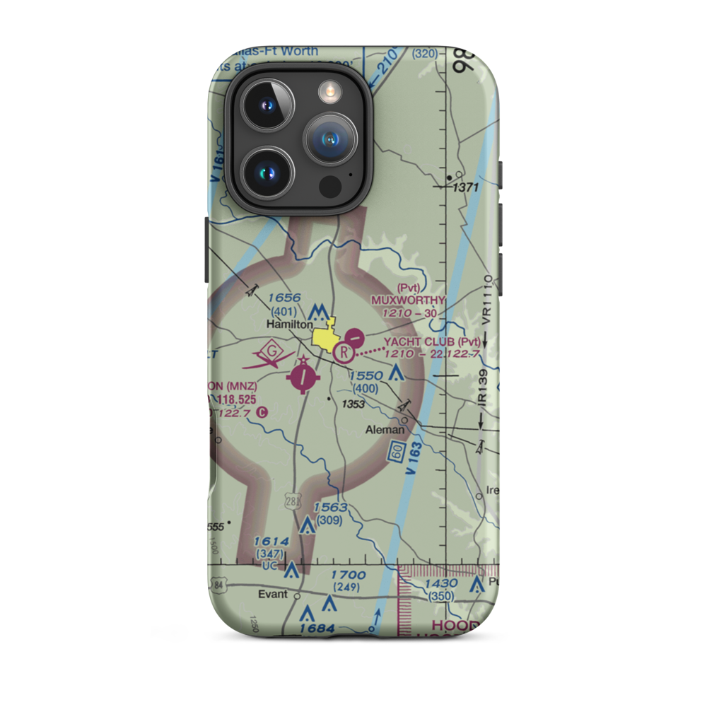 Muxworthy Airport (1TX6) VFR Sectional  Tough iPhone Case iPhone 16 Pro Max model shown