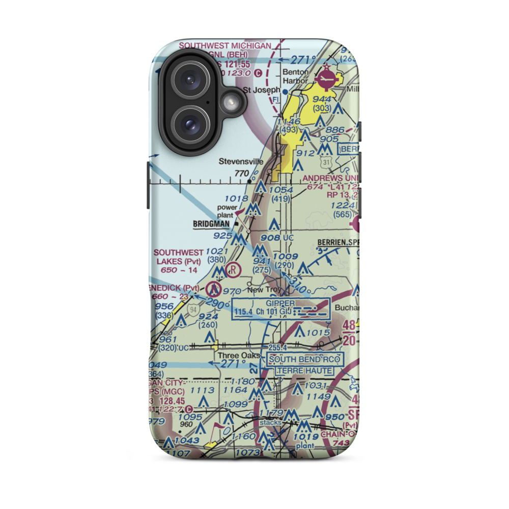 Myers Airport (MI25) VFR Sectional  Tough iPhone Case iPhone 16 Plus model shown