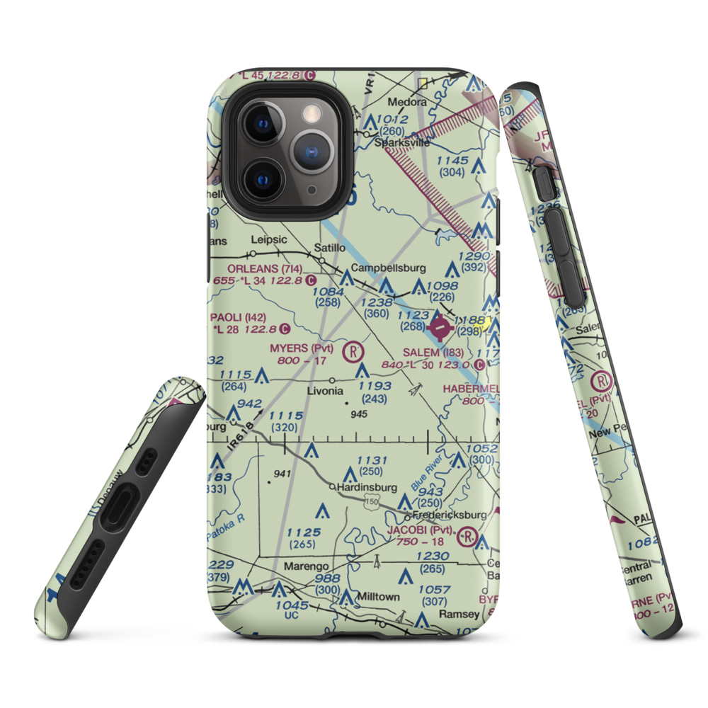 Myers Farm Airport (7IN6) VFR Sectional  Tough iPhone Case iPhone 11 Pro model shown