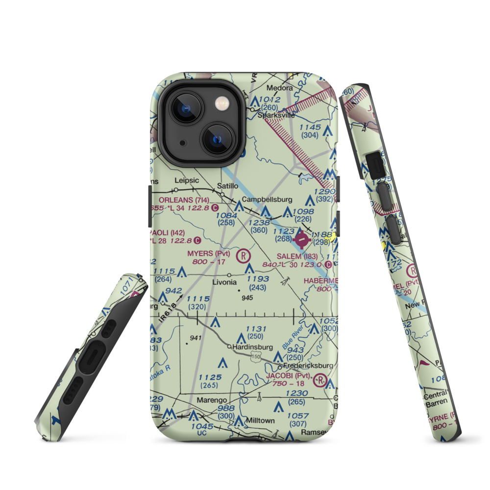 Myers Farm Airport (7IN6) VFR Sectional  Tough iPhone Case iPhone 14 model shown