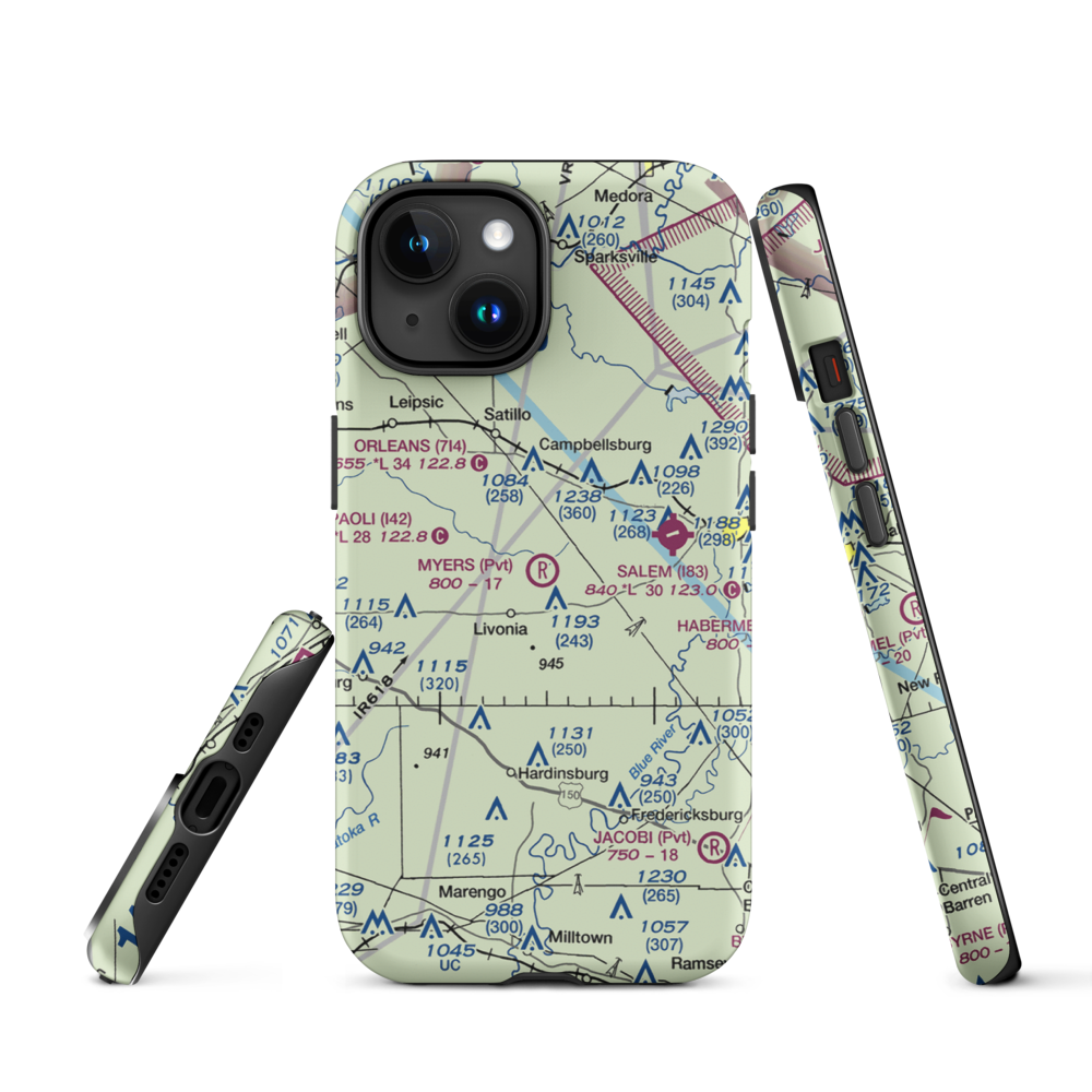 Myers Farm Airport (7IN6) VFR Sectional  Tough iPhone Case iPhone 15 model shown