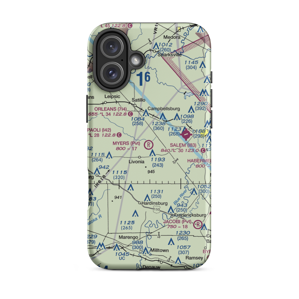 Myers Farm Airport (7IN6) VFR Sectional  Tough iPhone Case iPhone 16 Plus model shown